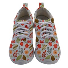 Background Pattern Flowers Design Leaves Autumn Daisy Fall Women Athletic Shoes by Maspions