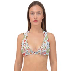 Background Pattern Flowers Design Leaves Autumn Daisy Fall Double Strap Halter Bikini Top