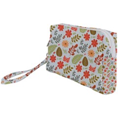 Background Pattern Flowers Design Leaves Autumn Daisy Fall Wristlet Pouch Bag (small)