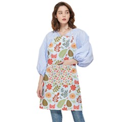 Background Pattern Flowers Design Leaves Autumn Daisy Fall Pocket Apron