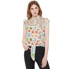 Background Pattern Flowers Design Leaves Autumn Daisy Fall Frill Detail Shirt by Maspions