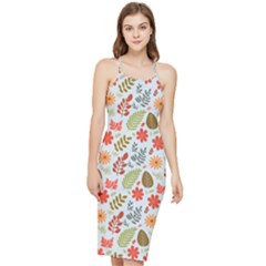 Background Pattern Flowers Design Leaves Autumn Daisy Fall Bodycon Cross Back Summer Dress