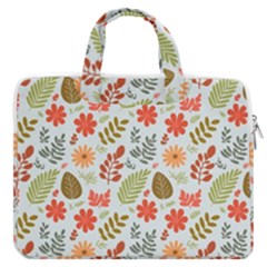 Background Pattern Flowers Design Leaves Autumn Daisy Fall Macbook Pro 13  Double Pocket Laptop Bag by Maspions