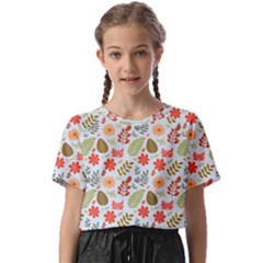 Background Pattern Flowers Design Leaves Autumn Daisy Fall Kids  Basic T-shirt by Maspions