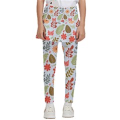 Background Pattern Flowers Design Leaves Autumn Daisy Fall Kids  Skirted Pants by Maspions