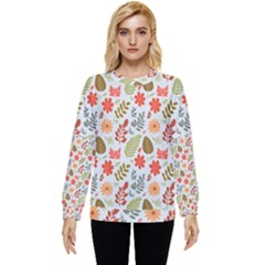 Background Pattern Flowers Design Leaves Autumn Daisy Fall Hidden Pocket Sweatshirt