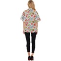 Background Pattern Flowers Design Leaves Autumn Daisy Fall Women s Batwing Button Up Shirt View4