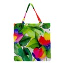 Watercolor Flowers Leaves Foliage Nature Floral Spring Grocery Tote Bag View1