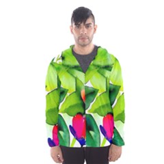 Watercolor Flowers Leaves Foliage Nature Floral Spring Men s Hooded Windbreaker by Maspions