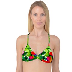 Watercolor Flowers Leaves Foliage Nature Floral Spring Reversible Tri Bikini Top