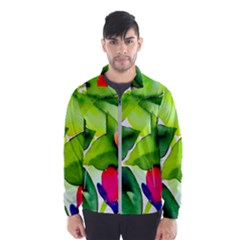 Watercolor Flowers Leaves Foliage Nature Floral Spring Men s Windbreaker by Maspions