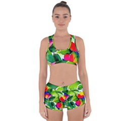 Watercolor Flowers Leaves Foliage Nature Floral Spring Racerback Boyleg Bikini Set