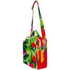 Watercolor Flowers Leaves Foliage Nature Floral Spring Crossbody Day Bag by Maspions