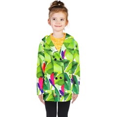 Watercolor Flowers Leaves Foliage Nature Floral Spring Kids  Double Breasted Button Coat