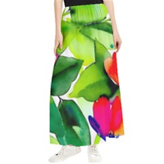 Watercolor Flowers Leaves Foliage Nature Floral Spring Maxi Chiffon Skirt