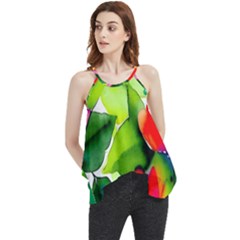 Watercolor Flowers Leaves Foliage Nature Floral Spring Flowy Camisole Tank Top