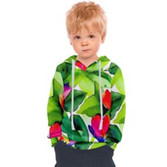 Watercolor Flowers Leaves Foliage Nature Floral Spring Kids  Overhead Hoodie