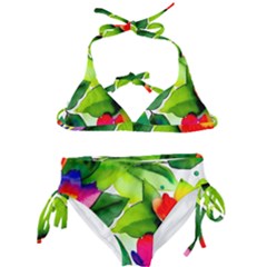 Watercolor Flowers Leaves Foliage Nature Floral Spring Kids  Classic Bikini Set by Maspions