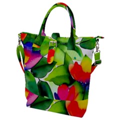 Watercolor Flowers Leaves Foliage Nature Floral Spring Buckle Top Tote Bag