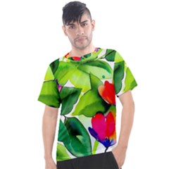 Watercolor Flowers Leaves Foliage Nature Floral Spring Men s Sport Top by Maspions