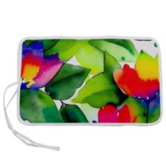 Watercolor Flowers Leaves Foliage Nature Floral Spring Pen Storage Case (l) by Maspions