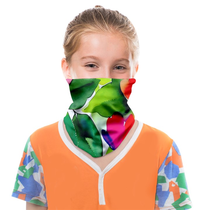 Watercolor Flowers Leaves Foliage Nature Floral Spring Face Covering Bandana (Kids)