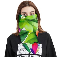 Watercolor Flowers Leaves Foliage Nature Floral Spring Face Covering Bandana (triangle) by Maspions