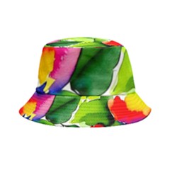 Watercolor Flowers Leaves Foliage Nature Floral Spring Inside Out Bucket Hat by Maspions