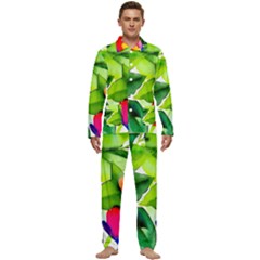 Watercolor Flowers Leaves Foliage Nature Floral Spring Men s Long Sleeve Velvet Pocket Pajamas Set by Maspions