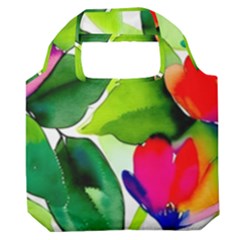 Watercolor Flowers Leaves Foliage Nature Floral Spring Premium Foldable Grocery Recycle Bag by Maspions