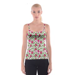 Flowers Leaves Roses Pattern Floral Nature Background Spaghetti Strap Top