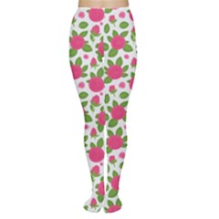 Flowers Leaves Roses Pattern Floral Nature Background Tights