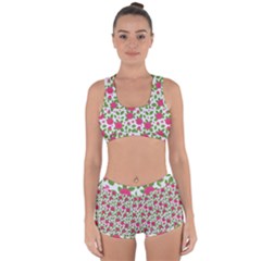 Flowers Leaves Roses Pattern Floral Nature Background Racerback Boyleg Bikini Set