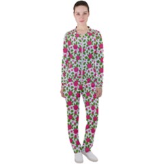 Flowers Leaves Roses Pattern Floral Nature Background Casual Jacket And Pants Set