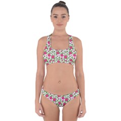 Flowers Leaves Roses Pattern Floral Nature Background Cross Back Hipster Bikini Set