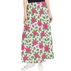 Flowers Leaves Roses Pattern Floral Nature Background Maxi Chiffon Skirt