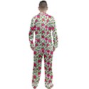 Flowers Leaves Roses Pattern Floral Nature Background Men s Long Sleeve Satin Pajamas Set View2