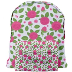 Flowers Leaves Roses Pattern Floral Nature Background Giant Full Print Backpack