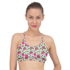 Flowers Leaves Roses Pattern Floral Nature Background Basic Training Sports Bra