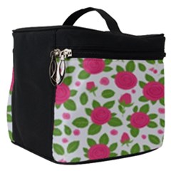 Flowers Leaves Roses Pattern Floral Nature Background Make Up Travel Bag (small)