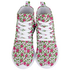 Flowers Leaves Roses Pattern Floral Nature Background Women s Lightweight High Top Sneakers by Maspions