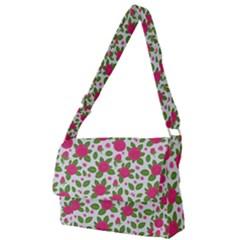 Flowers Leaves Roses Pattern Floral Nature Background Full Print Messenger Bag (s)