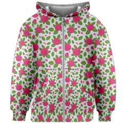 Flowers Leaves Roses Pattern Floral Nature Background Kids  Zipper Hoodie Without Drawstring