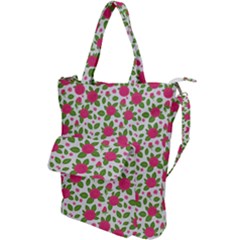 Flowers Leaves Roses Pattern Floral Nature Background Shoulder Tote Bag