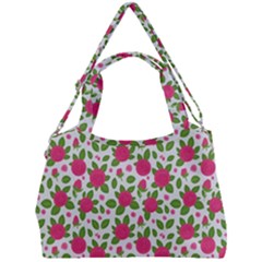 Flowers Leaves Roses Pattern Floral Nature Background Double Compartment Shoulder Bag