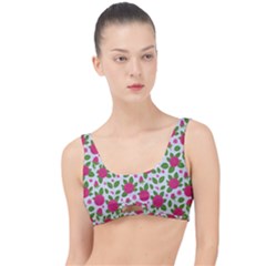 Flowers Leaves Roses Pattern Floral Nature Background The Little Details Bikini Top