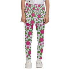 Flowers Leaves Roses Pattern Floral Nature Background Kids  Skirted Pants