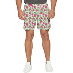 Flowers Leaves Roses Pattern Floral Nature Background Men s Runner Shorts