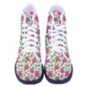 Flowers Leaves Roses Pattern Floral Nature Background Kid s High-Top Canvas Sneakers View1