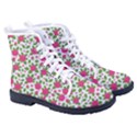 Flowers Leaves Roses Pattern Floral Nature Background Kid s High-Top Canvas Sneakers View3